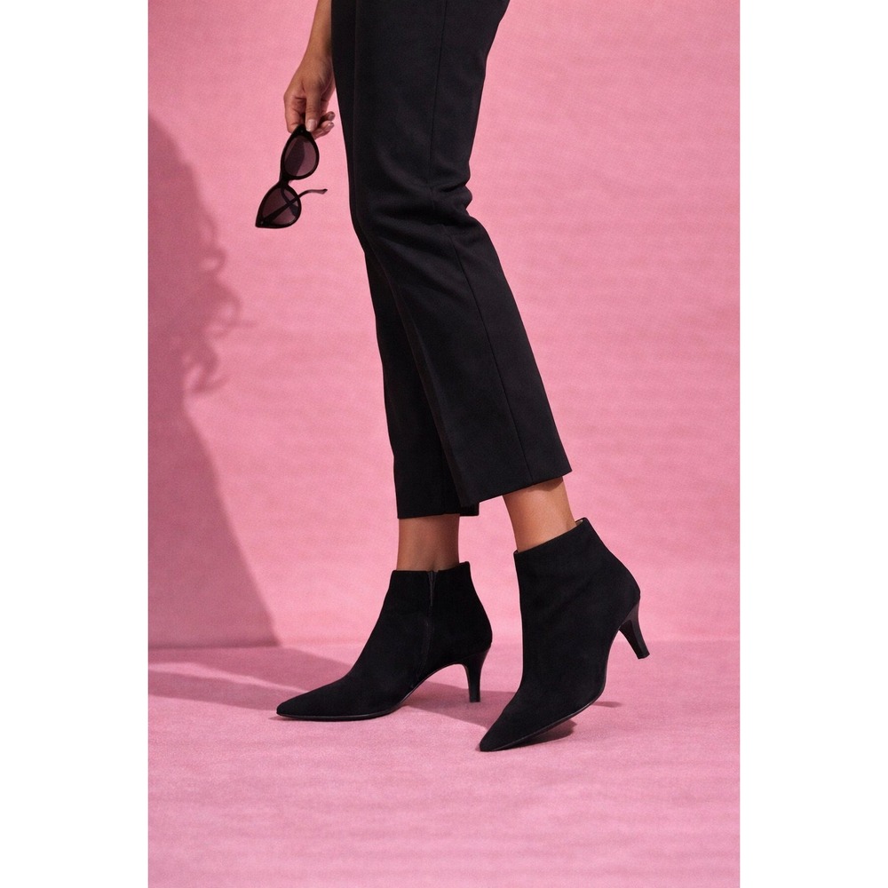 Gucci Black‎ Suede Pointed Toe Block Heel Ankle Boots Fashion Shoes size 7